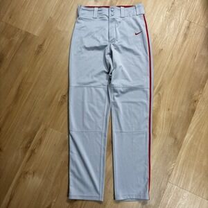 Nike Swingman Dri-Fit Youth XL Baseball Pants Grey Red Piped